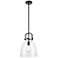 Newton Bell 10" Wide Stem Hung Matte Black Pendant With Clear Shade