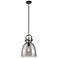 Newton Bell 10" Wide Stem Hung Matte Black Pendant With Smoke Shade