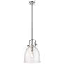 Newton Bell 10" Wide Stem Hung Polished Nickel Pendant With Clear Shad
