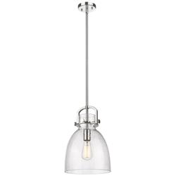 Newton Bell 10&quot; Wide Stem Hung Polished Nickel Pendant With Seedy Shad