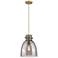 Newton Bell 10"W Brushed Brass Cord Hung Pendant With Plated Smoke Sha