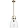 Newton Bell 10"W Brushed Brass Mini Pendant w/ Clear Glass