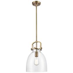 Newton Bell 10"W Brushed Brass Mini Pendant w/ Clear Glass