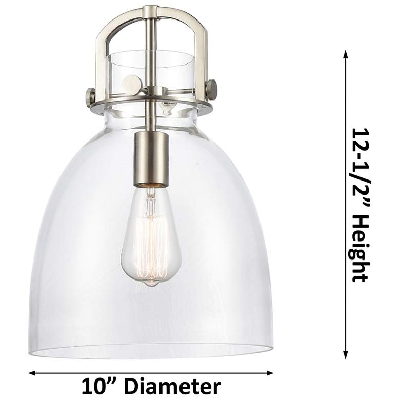 Image 3 Newton Bell 10"W Brushed Brass Mini Pendant w/ Clear Glass more views