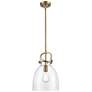 Newton Bell 10"W Brushed Brass Mini Pendant w/ Clear Shade