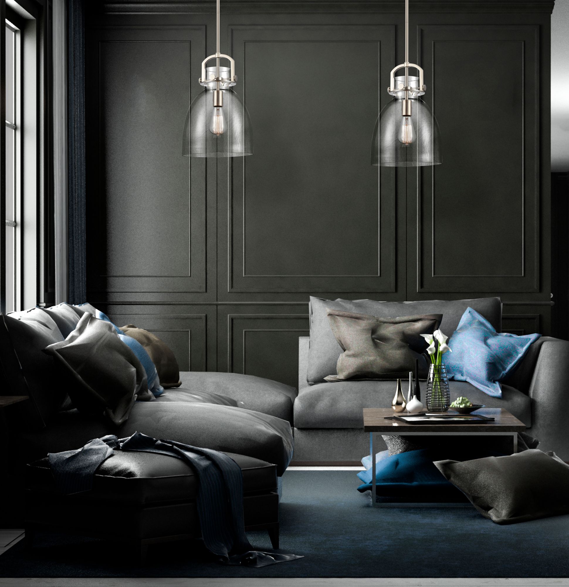 Image 2 Newton Bell 10"W Brushed Nickel Mini Pendant w/ Clear Shade more views