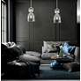 2_Newton Bell 10"W Brushed Nickel Mini Pendant w/ Clear Shade more views
