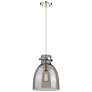 Newton Bell 10"W Polished Nickel Cord Hung Pendant With Plated Smoke S