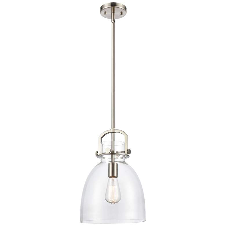 Image 1 Newton Bell 10"W Brushed Satin Nickel Finish Mini Pendant Clear