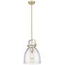 1_Newton Bell 10"W Champagne Bronze Stem Arched Pendant With Seedy Shade