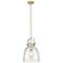 Newton Bell 10"W Champagne Bronze Stem Arched Pendant With Seedy Shade