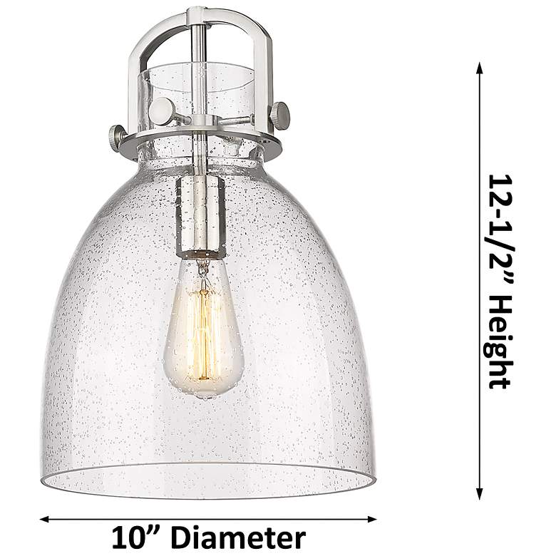 Image 2 Newton Bell 10"W Champagne Bronze Stem Arched Pendant With White Shade more views