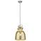 Newton Bell 10"W Satin Nickel Stem Arched Pendant With Mercury Shade