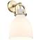 Newton Bell 14.5" High Brushed Brass Sconce With Matte White Glass Sha