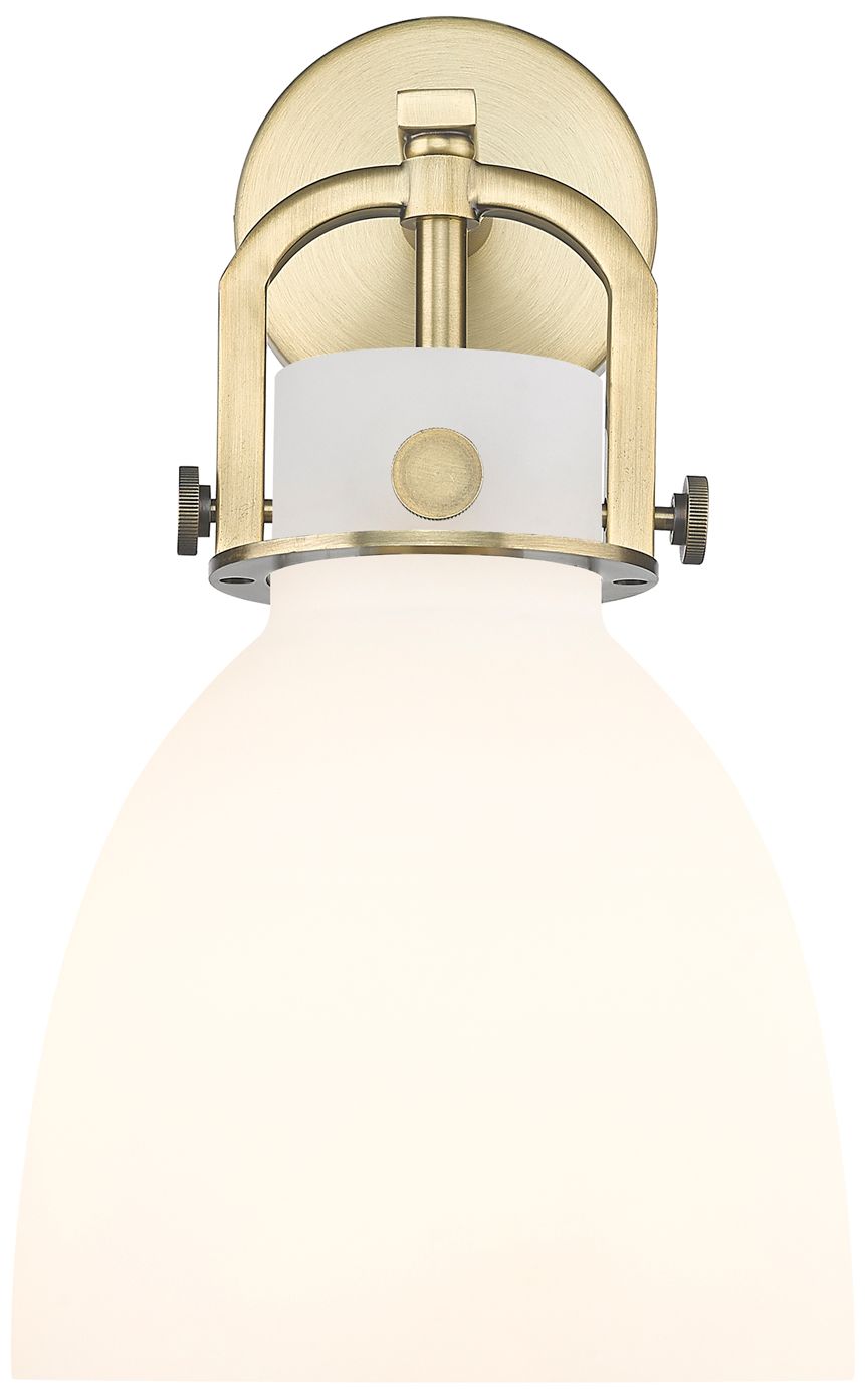 Image 3 Newton Bell 14.5" High Brushed Brass Sconce With Matte White Glass Sha more views