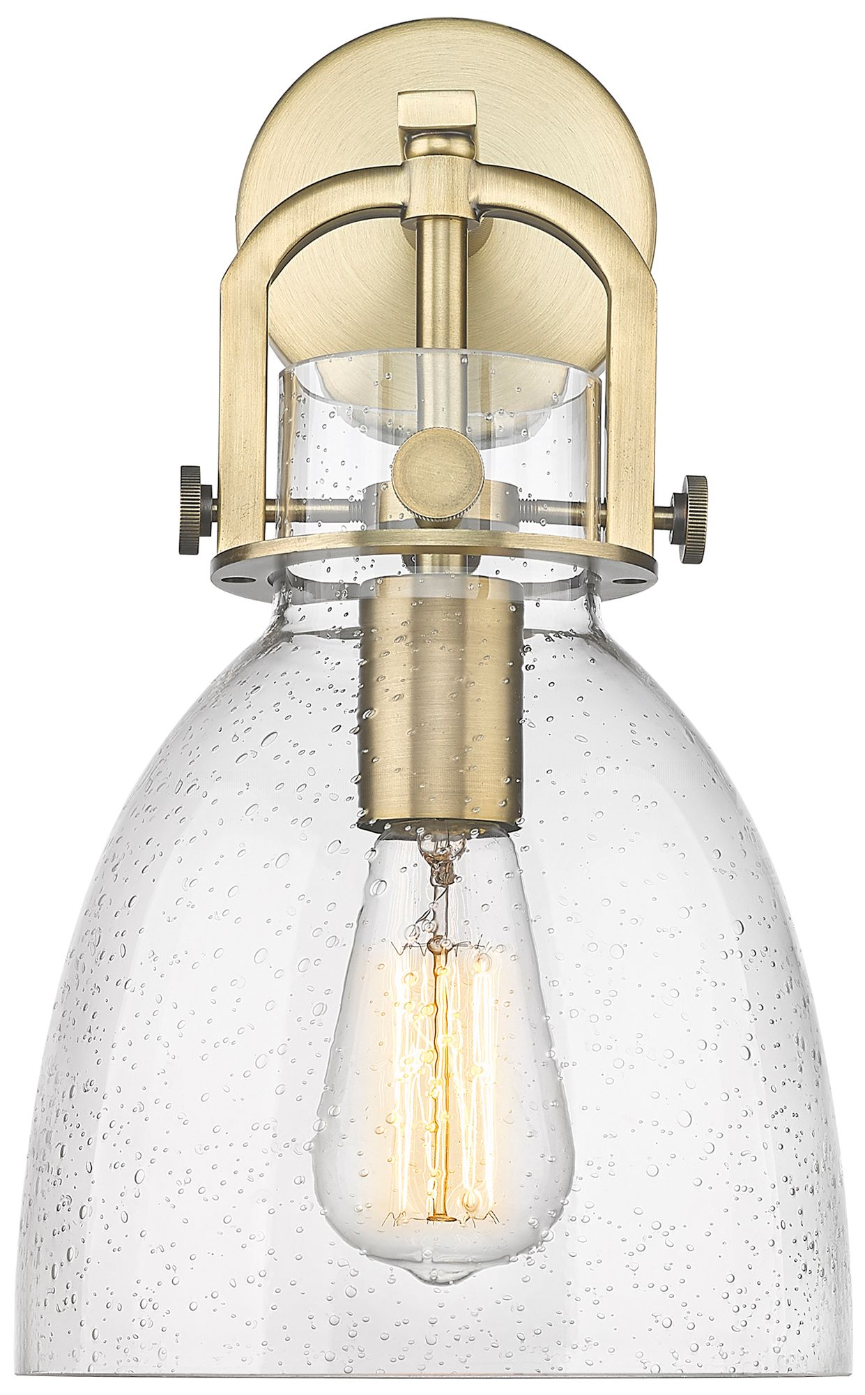 Image 2 Newton Bell 14.5" High Brushed Brass Sconce With Seedy Shade more views
