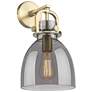 Newton Bell 14.5" High Brushed Brass Sconce With Smoke Shade