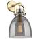 Newton Bell 14.5" High Brushed Brass Sconce With Smoke Shade