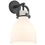 Newton Bell 14.5" High Matte Black Sconce With Matte White Glass Shade