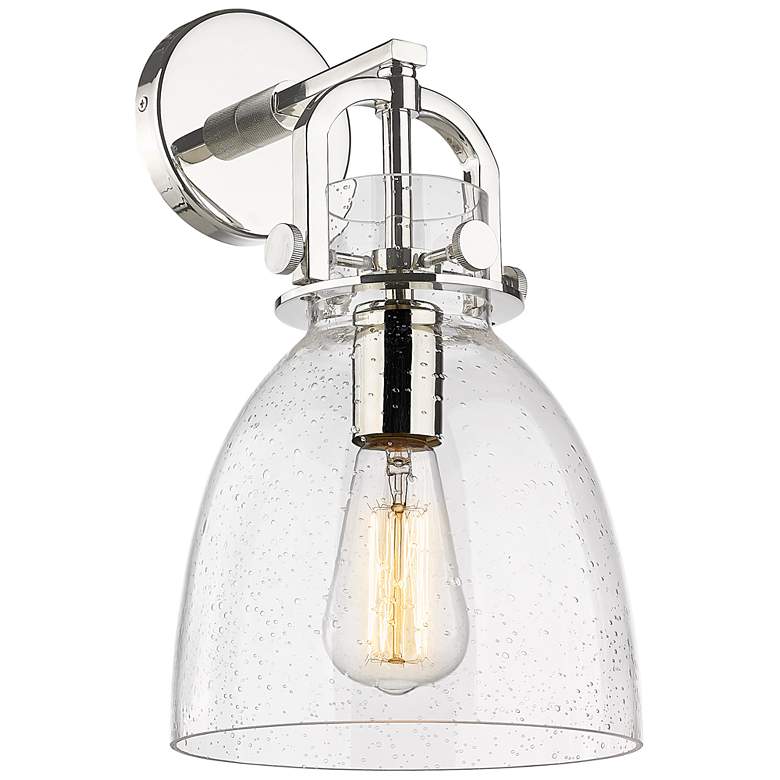Image 1 Newton Bell 14.5" High Polished Nickel Sconce With Seedy Shade