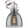 Newton Bell 14.5" High Polished Nickel Sconce With Smoke Shade