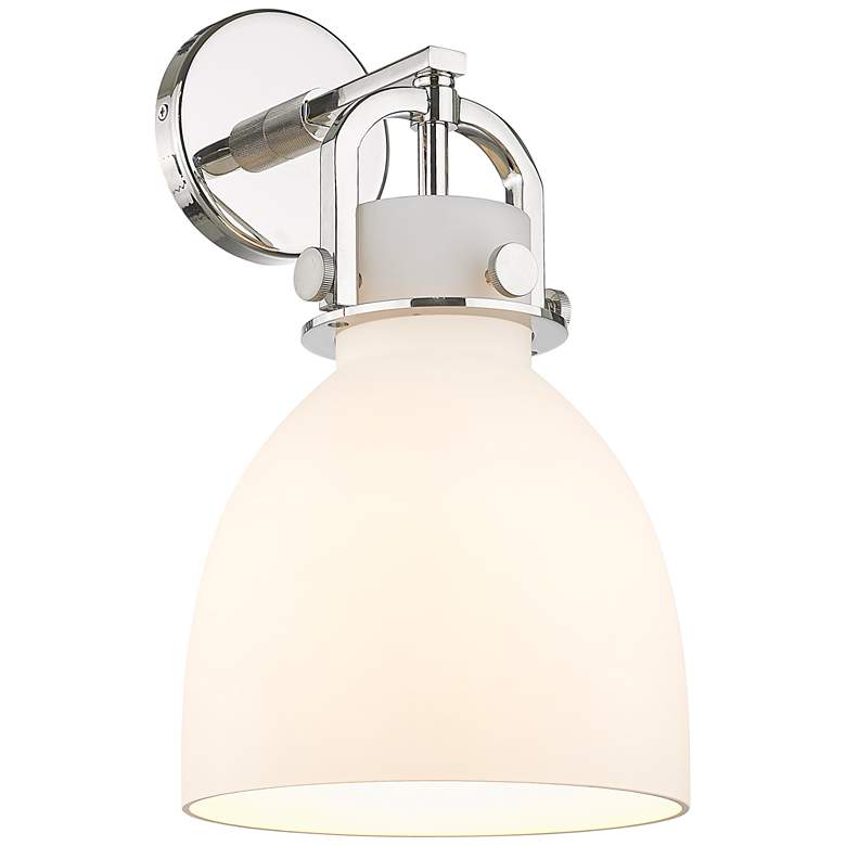 Image 1 Newton Bell 14.5" High Polished Nickel Sconce With White Shade