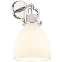 Newton Bell 14.5" High Polished Nickel Sconce With White Shade