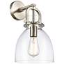 Newton Bell 14.5" High Satin Nickel Sconce With Clear Shade