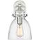 Newton Bell 14.5" High Satin Nickel Sconce With Seedy Shade