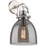 Newton Bell 14.5" High Satin Nickel Sconce With Smoke Shade