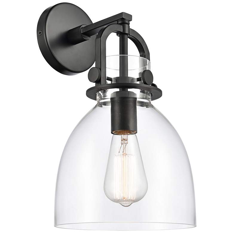 Image 3 Newton Bell 14 1/4"H Matte Black Clear Glass LED Wall Sconce