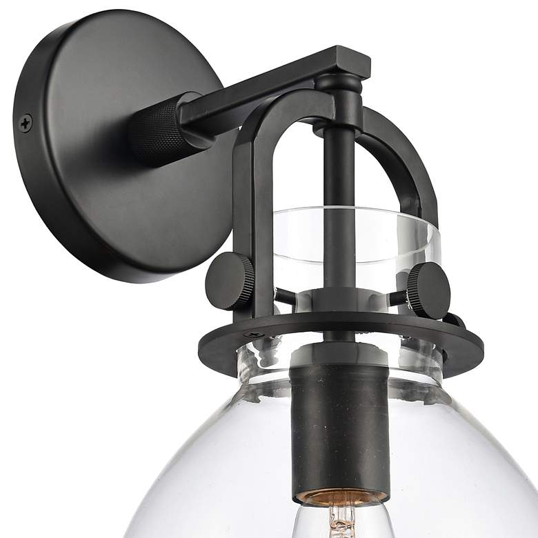 Image 4 Newton Bell 14 1/4"H Matte Black Clear Glass LED Wall Sconce more views