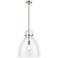 Newton Bell 14" Brushed Satin Nickel LED Stem Hung Pendant With Clear 