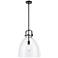Newton Bell 14" Wide Black Clear Glass Pendant Light