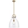 1_Newton Bell 14" Wide Brushed Brass Stem Hung Pendant Light