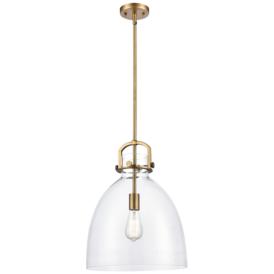 Newton Bell 14" Wide Brushed Brass Stem Hung Pendant Light Newton Bell 14" Wide Brushed Brass Stem Hung Pendant Light
