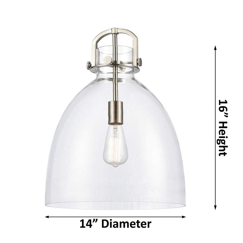 Image 4 Newton Bell 14" Wide Brushed Brass Stem Hung Pendant Light more views