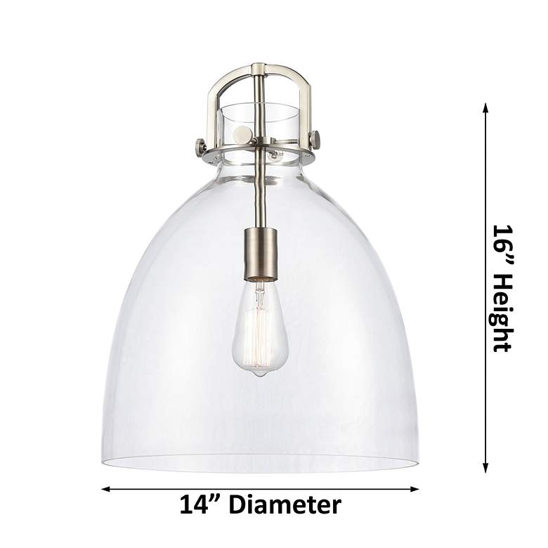 Image 5 Newton Bell 14" Wide Matte Black Stem Hung Pendant With Clear Shade more views
