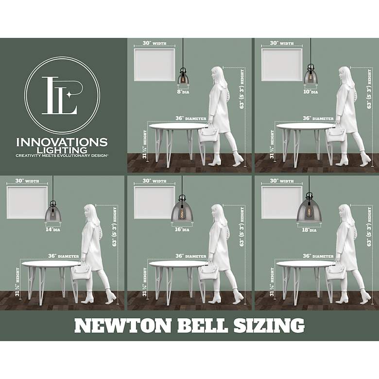 Image 6 Newton Bell 14" Wide Matte Black Stem Hung Pendant With Clear Shade more views