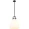 Newton Bell 14" Wide Stem Hung Matte Black Pendant With White Shade
