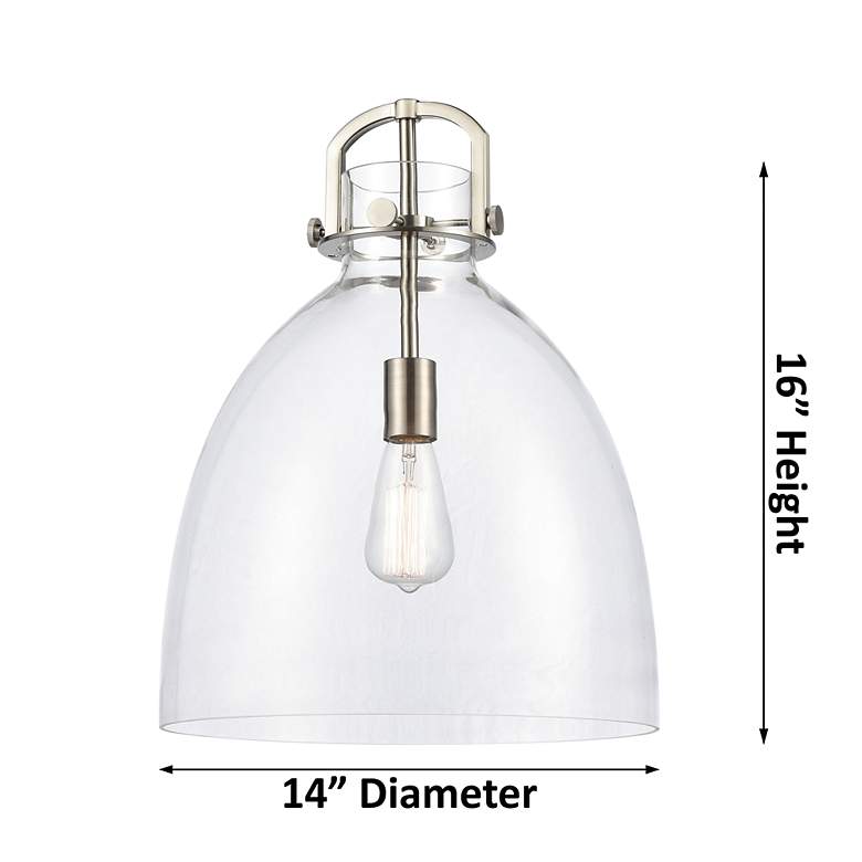 Image 2 Newton Bell 14" Wide Stem Hung Matte Black Pendant With White Shade more views