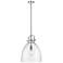Newton Bell 14" Wide Stem Hung Polished Nickel Pendant With Clear Shad