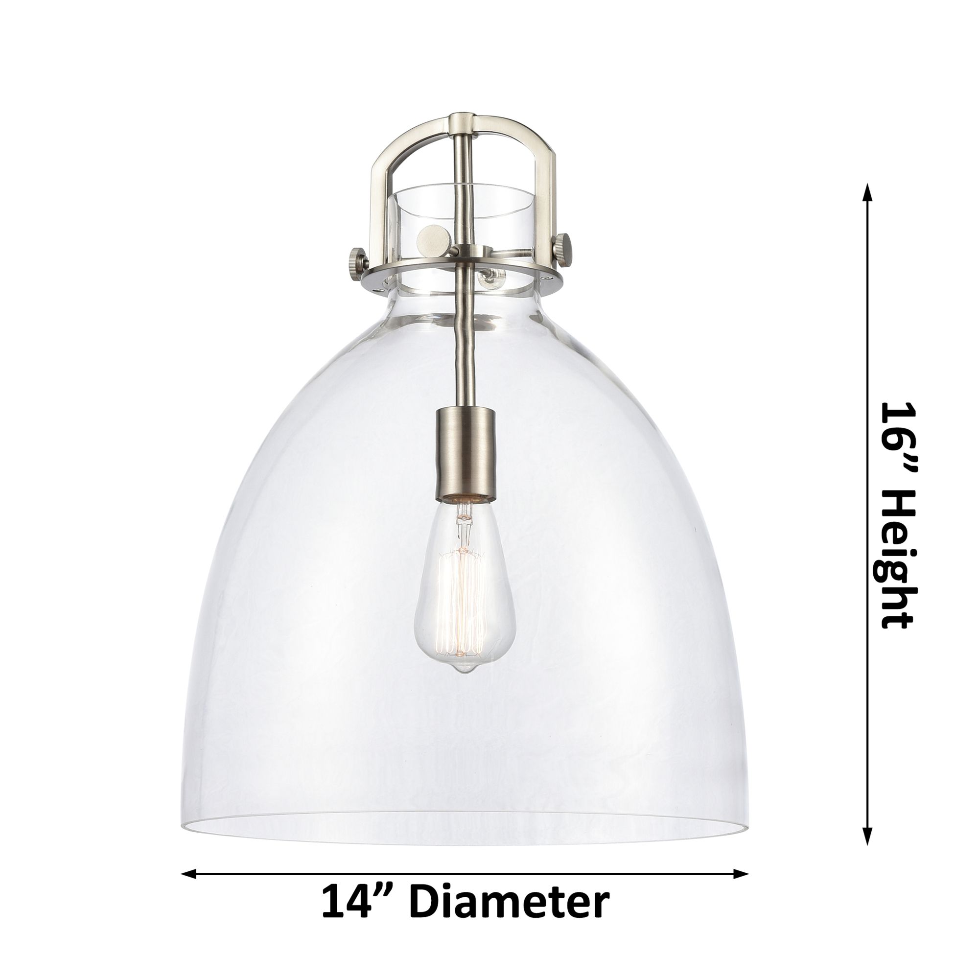 Image 2 Newton Bell 14" Wide Stem Hung Polished Nickel Pendant With Clear Shad more views