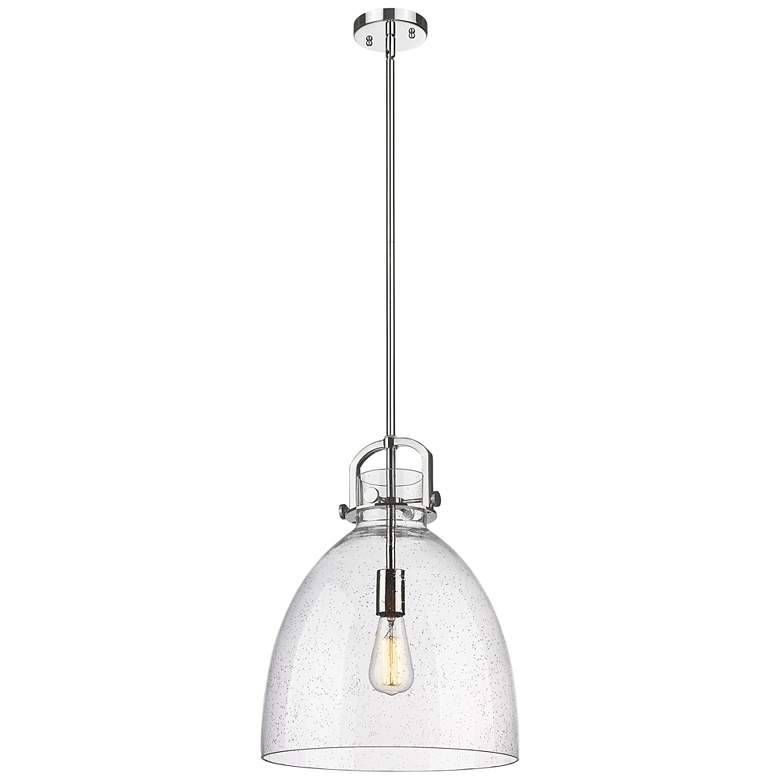 Image 1 Newton Bell 14" Wide Stem Hung Polished Nickel Pendant With Seedy Shad