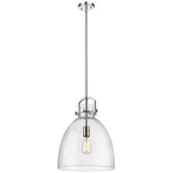 Newton Bell 14&quot; Wide Stem Hung Polished Nickel Pendant With Seedy Shad