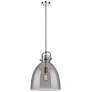 Newton Bell 14" Wide Stem Hung Polished Nickel Pendant With Smoke Shad