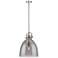 Newton Bell 14" Wide Stem Hung Polished Nickel Pendant With Smoke Shad