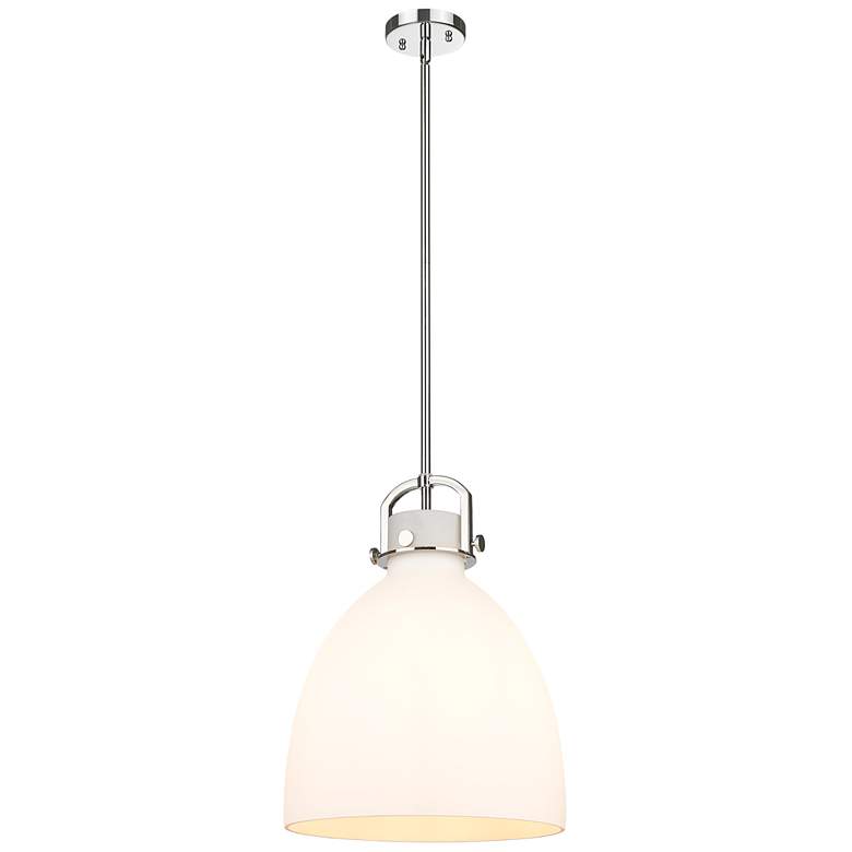 Image 1 Newton Bell 14" Wide Stem Hung Polished Nickel Pendant With White Shad