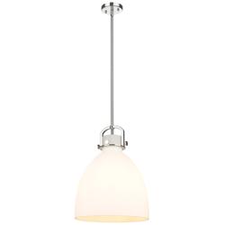 Newton Bell 14" Wide Stem Hung Polished Nickel Pendant With White Shad