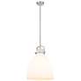 Newton Bell 14" Wide Stem Hung Satin Nickel Pendant With White Shade